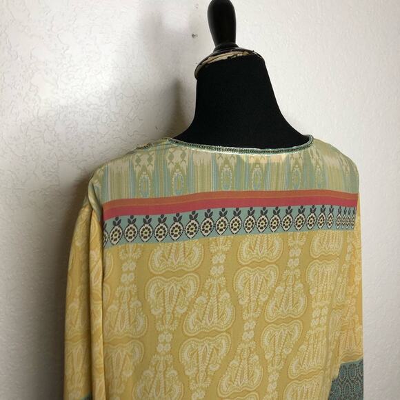Soft Surroundings yellow orange blue beaded sheer tunic top size Extra Large XL - Picture 13 of 16